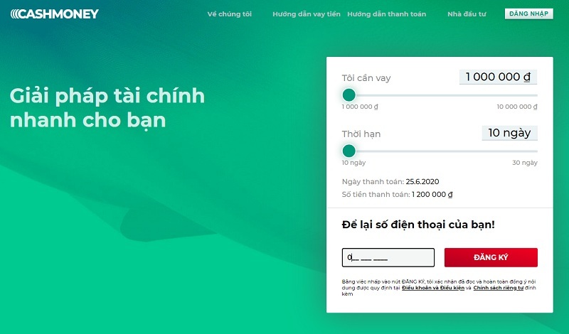 Hướng dẫn vay tiền Cashmoney
