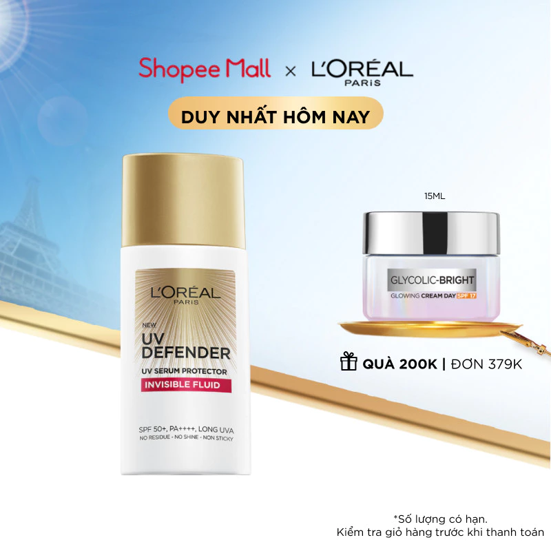 Kem chống nắng L’Oreal Paris UV Defender Serum – SP được bán chạy trên Shopee