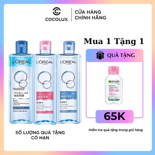 Nước Tẩy Trang L’Oréal Paris Micellar Water 3-in-1 400ml – Sản phẩm bán chạy trên Shopee