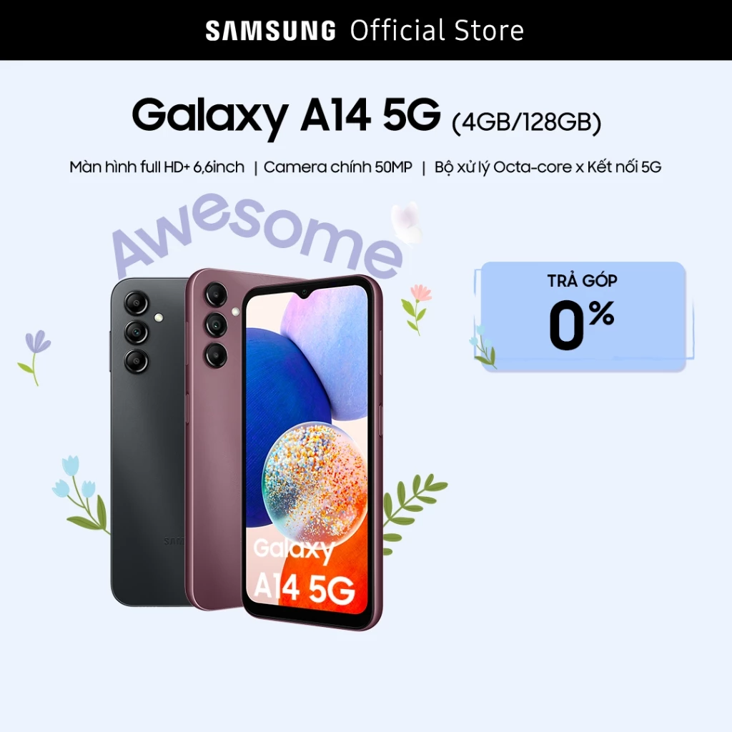 Điện Thoại Samsung Galaxy A14 5G (4GB + 128GB) – Ưu đãi trên Shopee