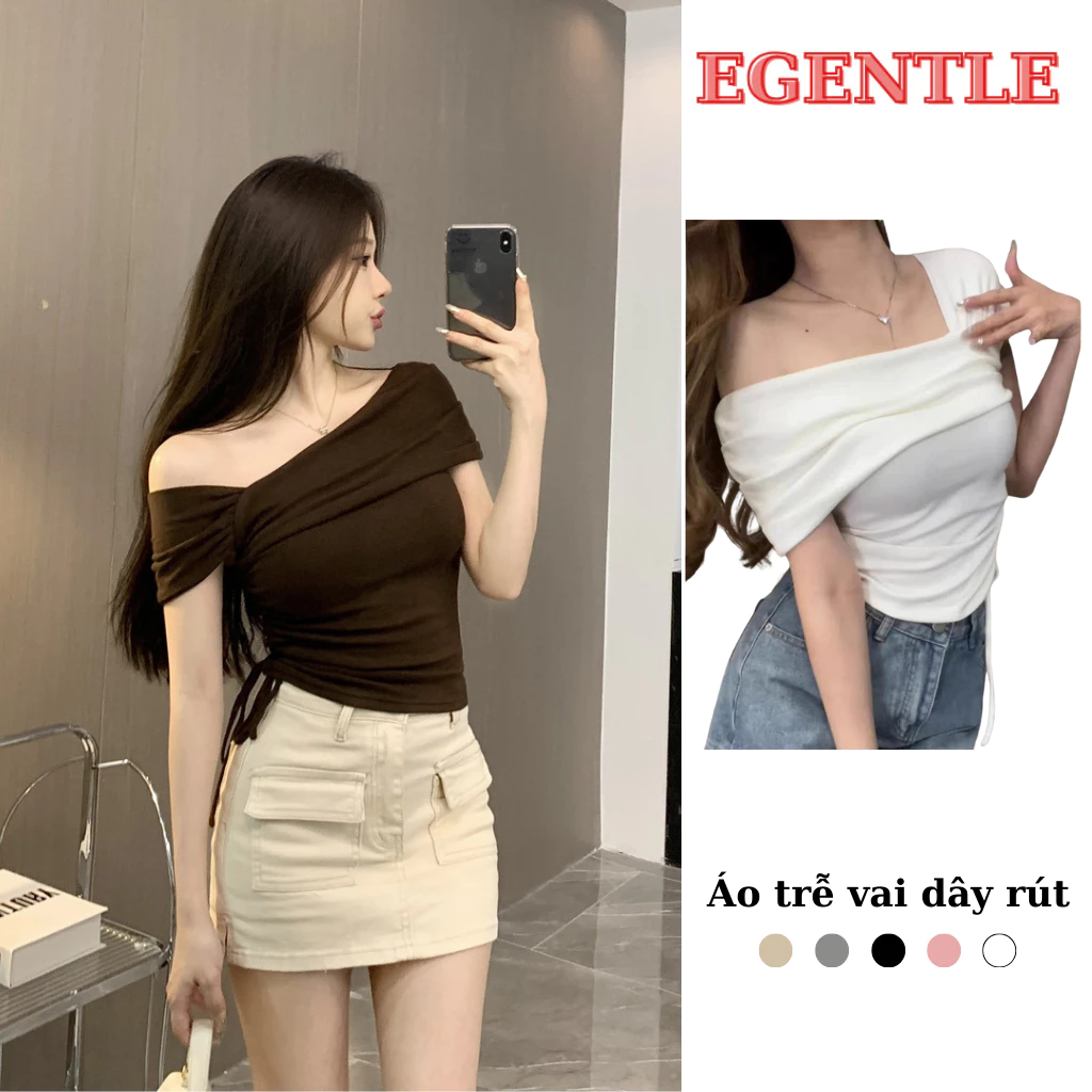 Áo trễ vai croptop Egentle Hà Nội – Khuyến mãi trên Shopee